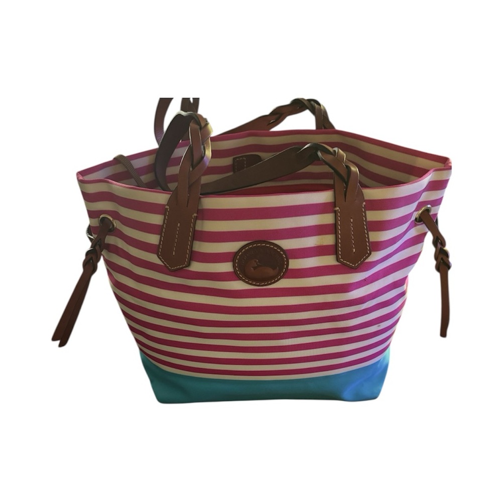Dooney & Bourke Pink and Blue Striped Tote Bag